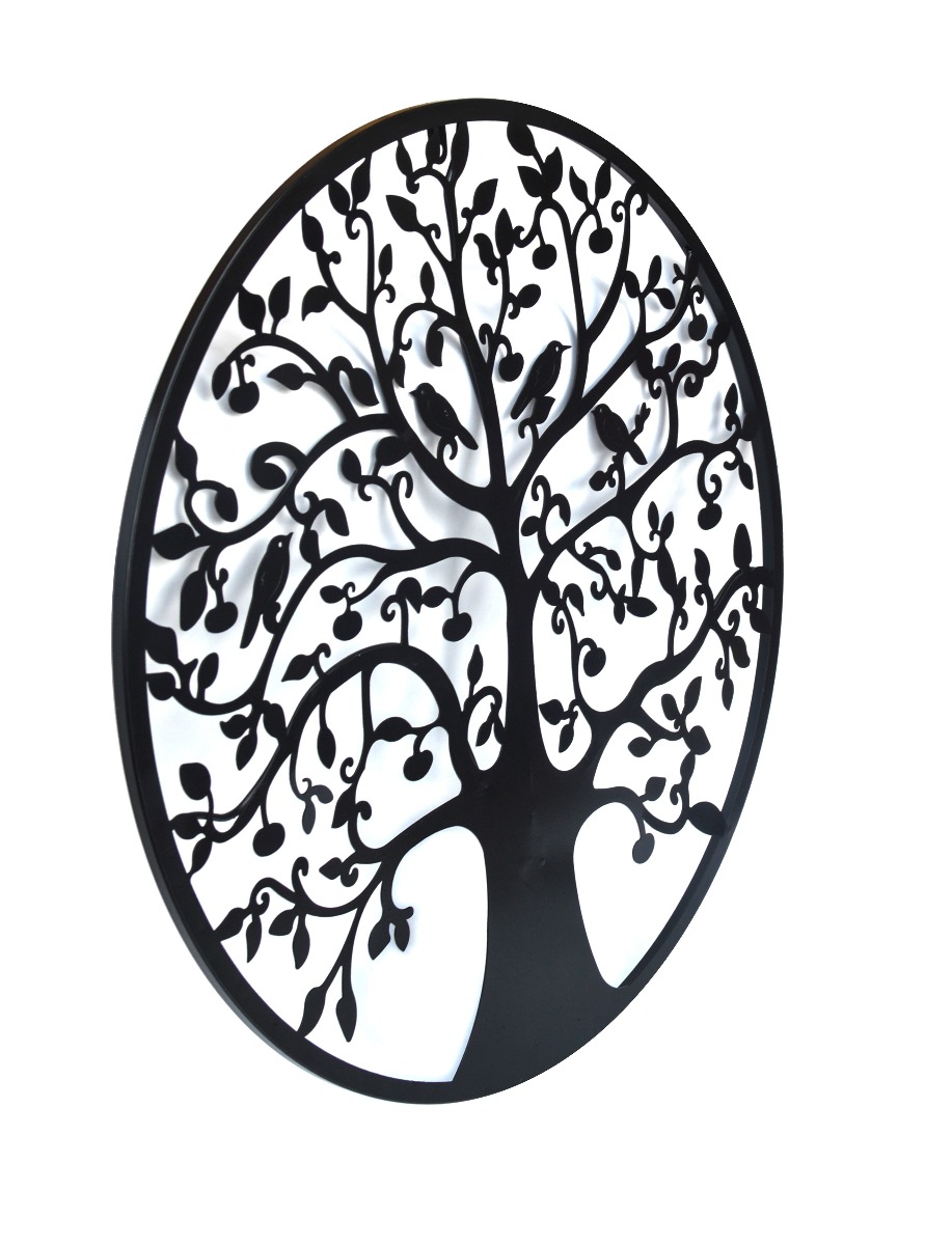 Black Tree of Life Wall Art Hanging Metal Iron Sculpture Garden 60cm