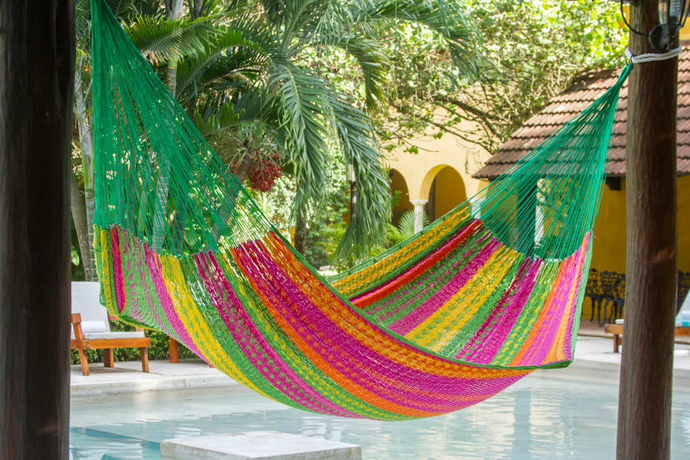 King Size Outoor Cotton Mayan Legacy Mexican Hammock in  Radiante