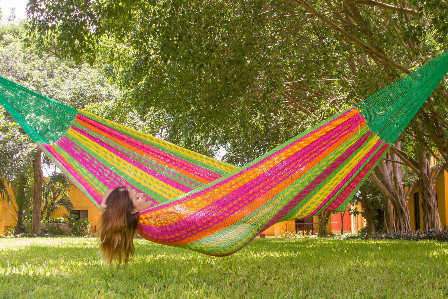 King Size Outoor Cotton Mayan Legacy Mexican Hammock in  Radiante