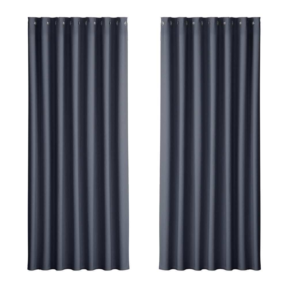 Artiss 2X Blockout Curtains Eyelet 240x230cm Charcoal