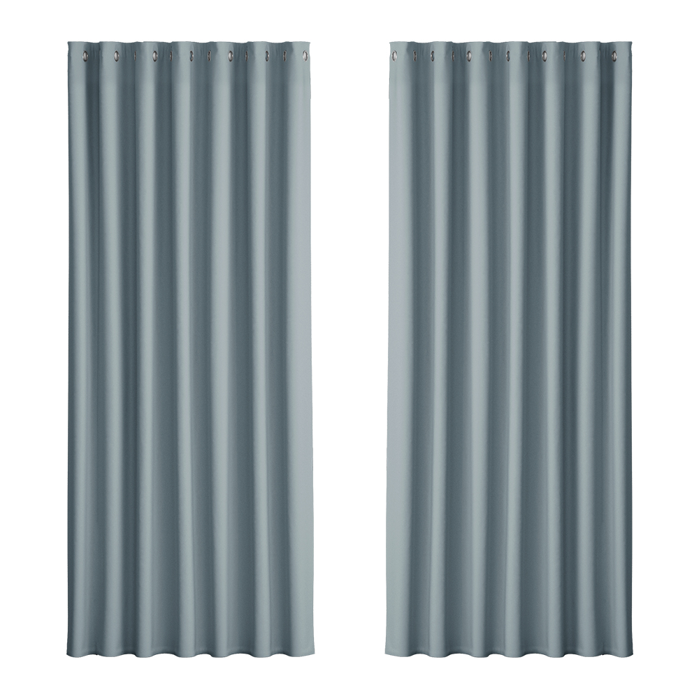 Artiss 2X Blockout Curtains Eyelet 240x230cm Grey