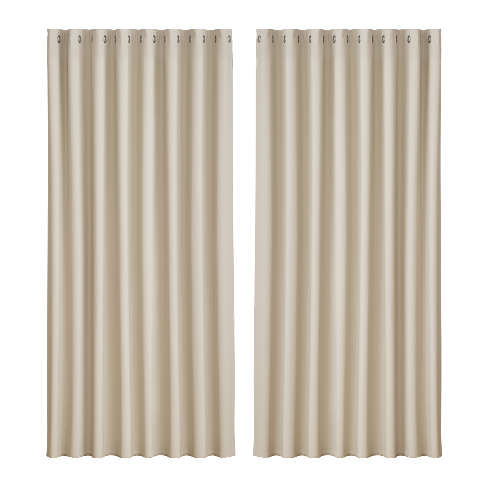 Artiss 2X Blockout Curtains Eyelet 300x230cm Beige