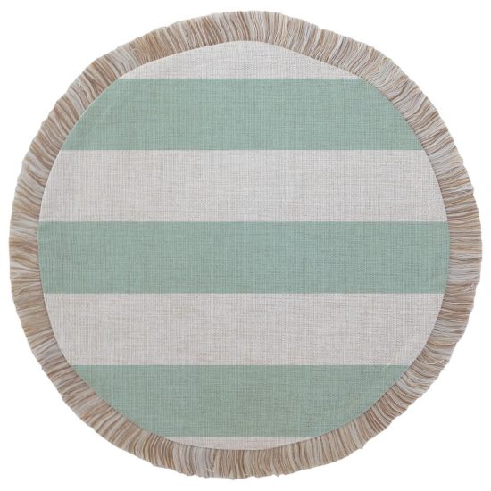 Round Placemat-Coastal Fringe-Deck Stripe Mint-40cm